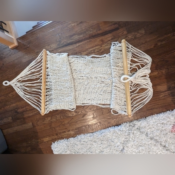 Artisan made cotton hammock with hardwood bar  New! - Picture 2 of 11